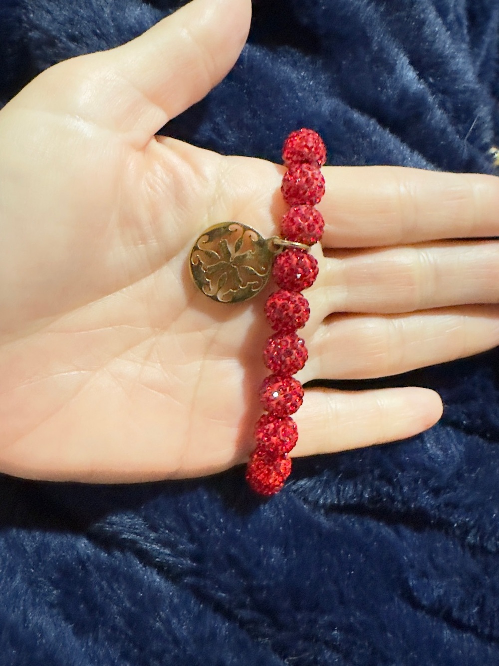 Rustic Cuff Red Crystal Bead Charm Bracelet - Women Jewelry
